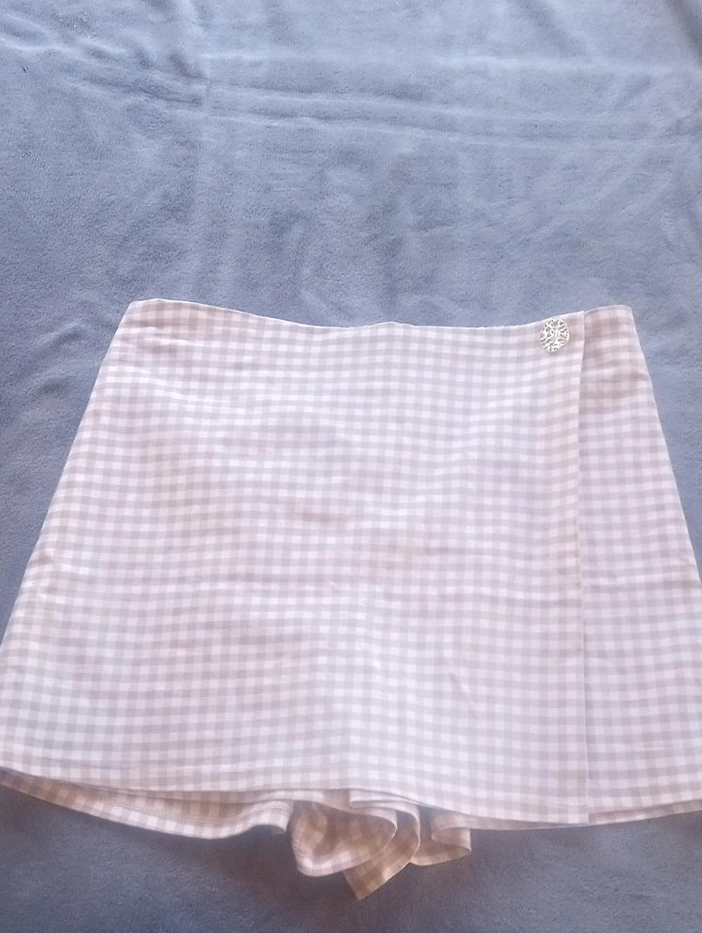 Ellen Tracy Millennium Gingham Wrap Skort Beige & White Large